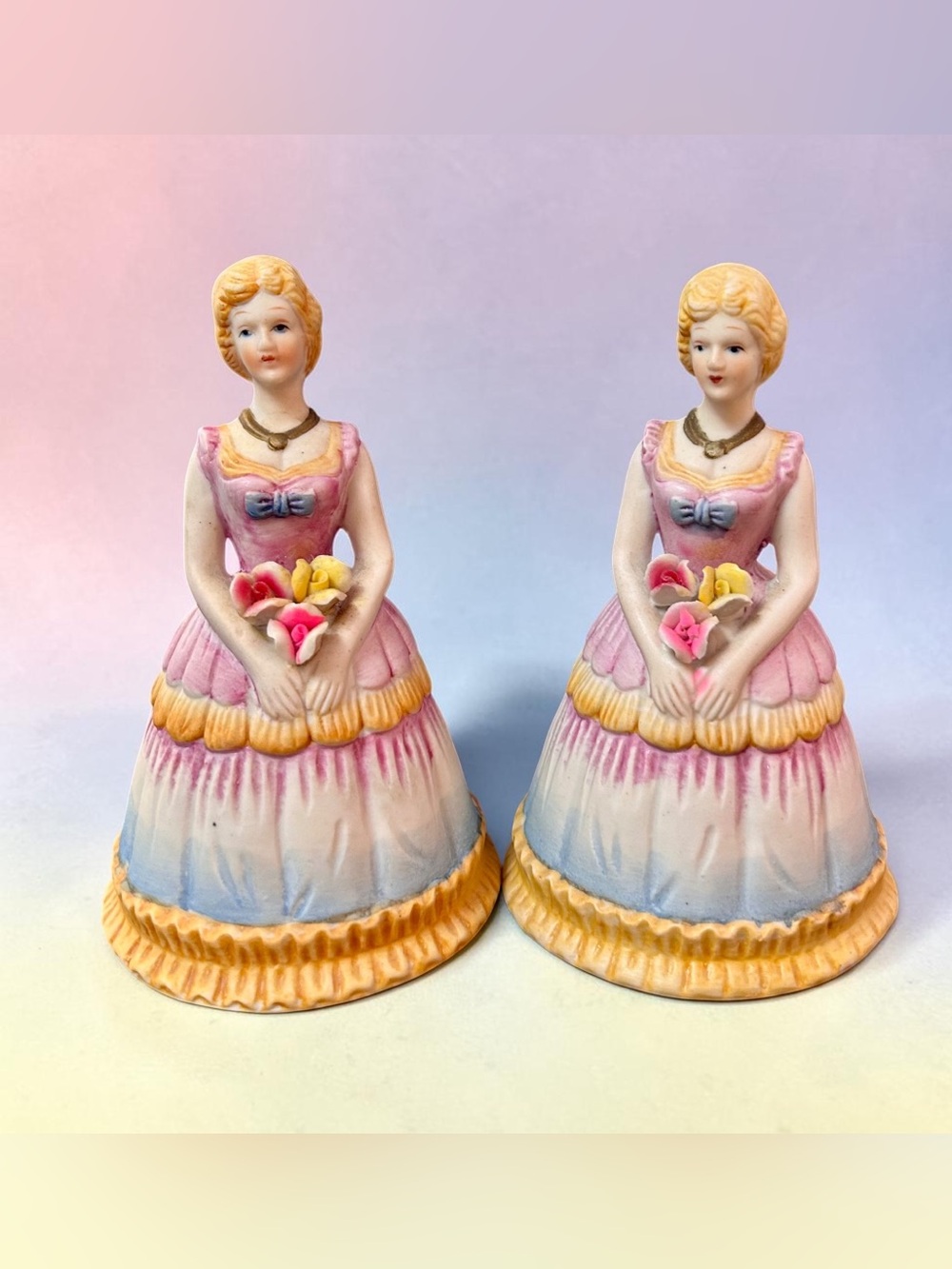 Two Vintage Victorian Lady Bells 1978 FIBA